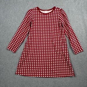 Hanna Andersson Dress Girls US 8 Red White Long Sleeve Checkered 130 cm Holiday
